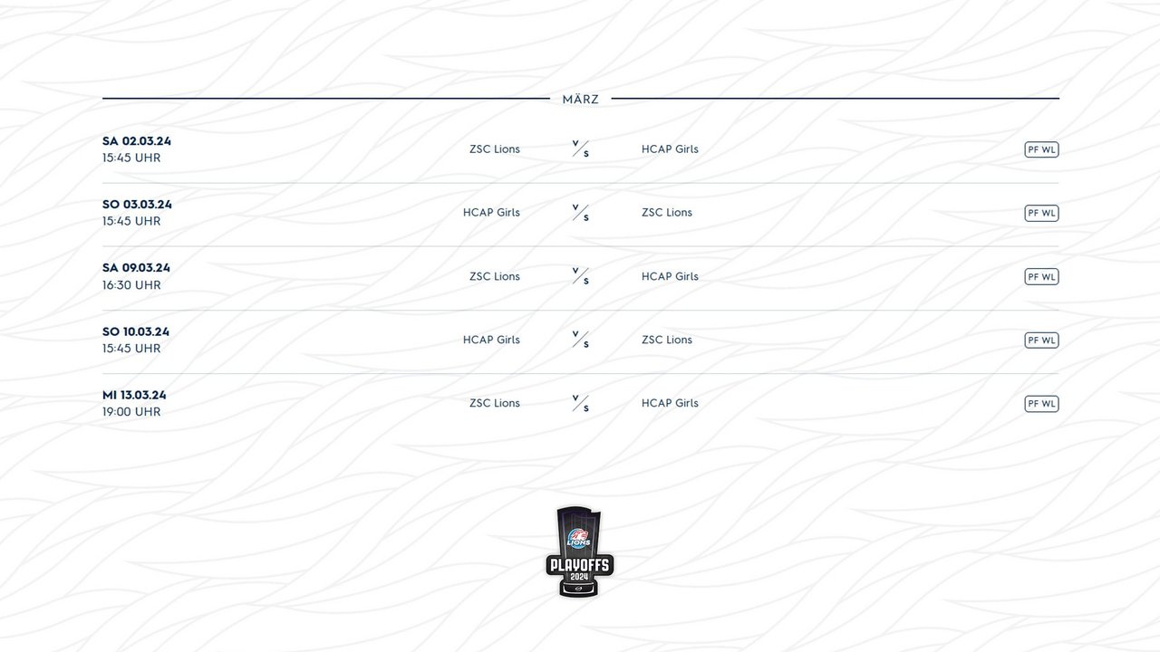 Frauen: Spielplan Playoff-Halbfinal